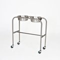Midcentral Medical SS Double Bowl Ring Stand without Shelf MCM1002
